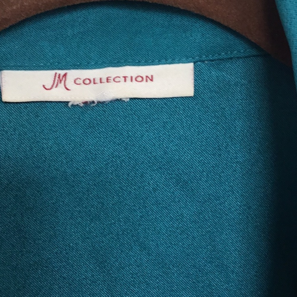 JM Collection Deep Turquoise 3 Button Blazer - Picture 5 of 8